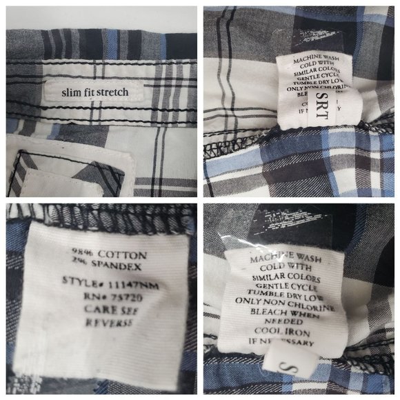 BKE Men's Slim Fit Stretch Blue/Gray Plaid Snap Front Long Sleeve Shirt X-Large - Picture 11 of 12